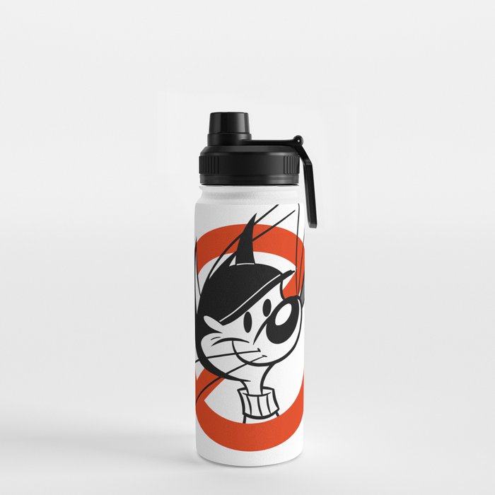 No Smoking Cat Sign Retro 30s Cartoon Rubber Hose Style Water Bottle