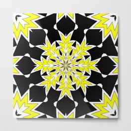 Bizarre Geometric Yellow Black and White Kaleidoscope Metal Print