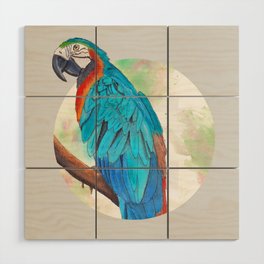 Blue Macaw Ink and Watercolor Wood Wall Art