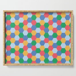 Colorful Hexagon polygon pattern. Digital Illustration background Serving Tray
