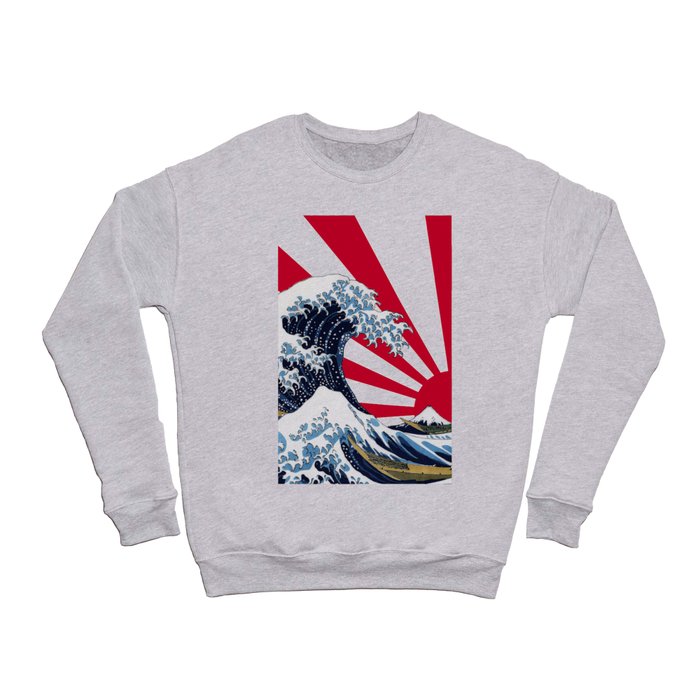 The Great Wave off Kanagawa + Rising Sun Crewneck Sweatshirt