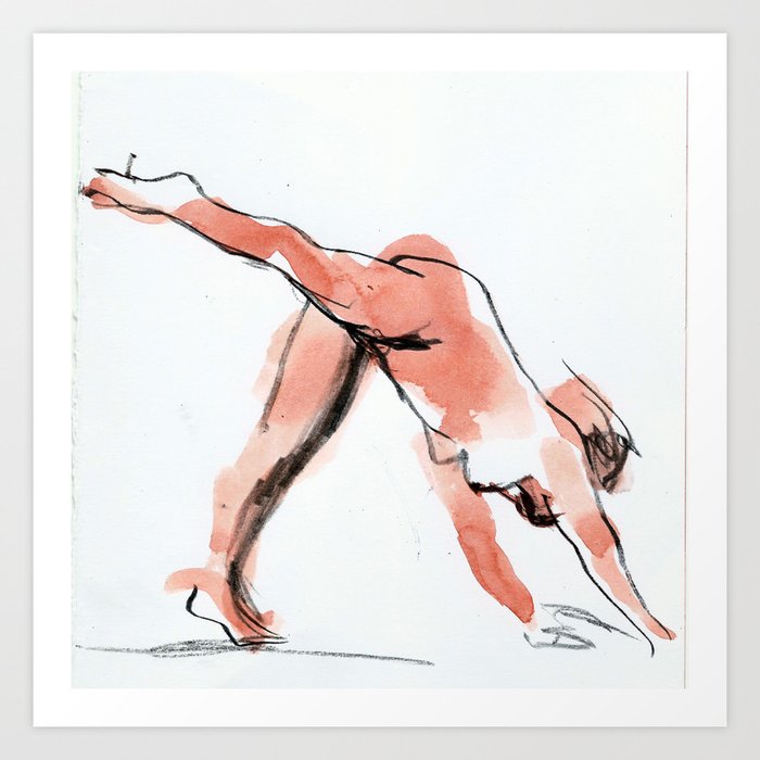 Downward Dog Pose Nude 2019 Art Print by Paulina Kanevsky | Society6