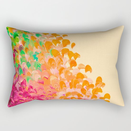 CREATION IN COLOR Autumn Infusion - Colorful Abstract Acrylic Painting Fall Splash Ombre Ocean Waves Rectangular Pillow