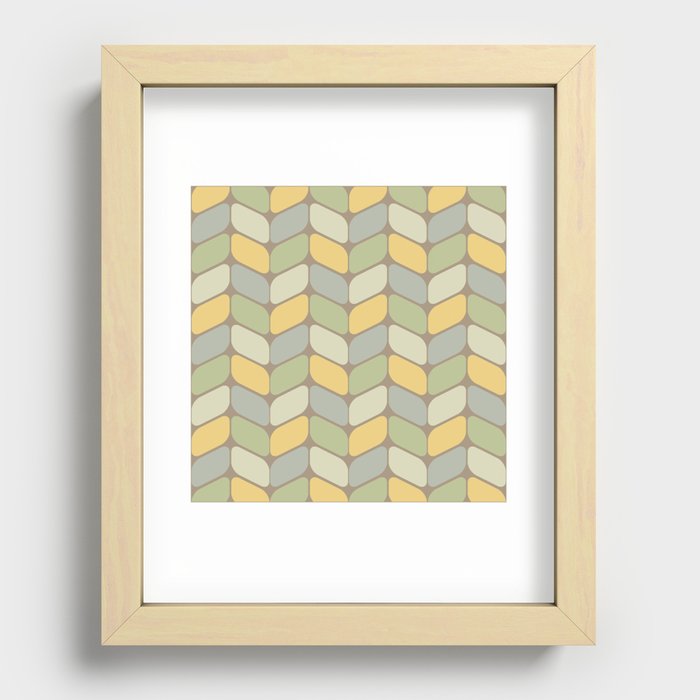Vintage Diagonal Rectangles Green Yellow White Recessed Framed Print