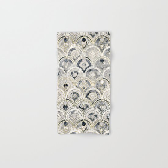 Monochrome Art Deco Marble Tiles Hand & Bath Towel