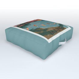 Vintage Travel Poster Outdoor Floor Cushion