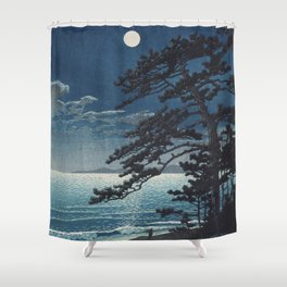 Spring Moon At Ninomiya Beach by Hasui Kawase 川瀬 巴水 Shower Curtain