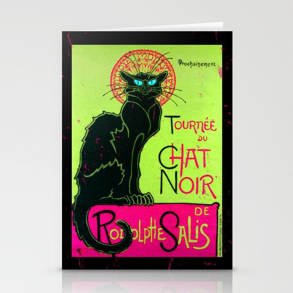 Chat Noir in Chartreuse and Bubble Gum Stationery Cards