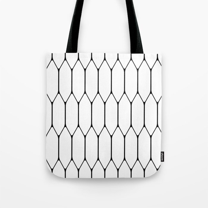 Long Honeycomb Minimalist Geometric Pattern in Black and White Tote Bag