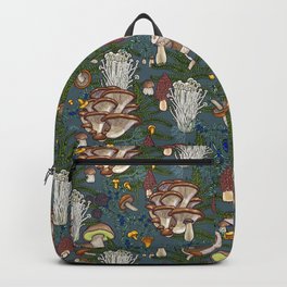 mushroom forest Backpack | Graphicdesign, Forest, Enoki, Plants, Moss, Botanical, Mushrooms, Wild, Truffle, Autumn 