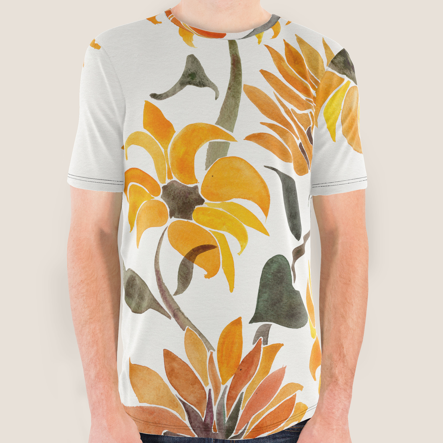 yellow and black graphic tee