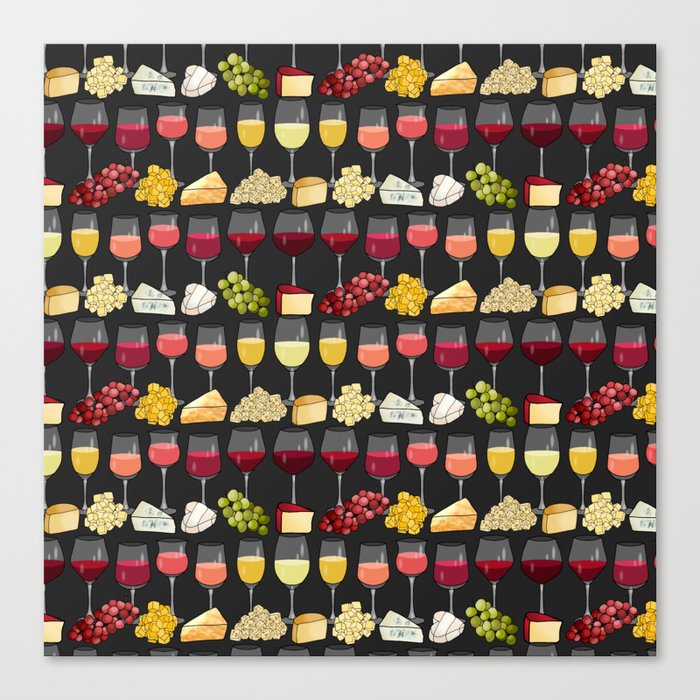 Wine and Cheese (dark grey) Canvas Print