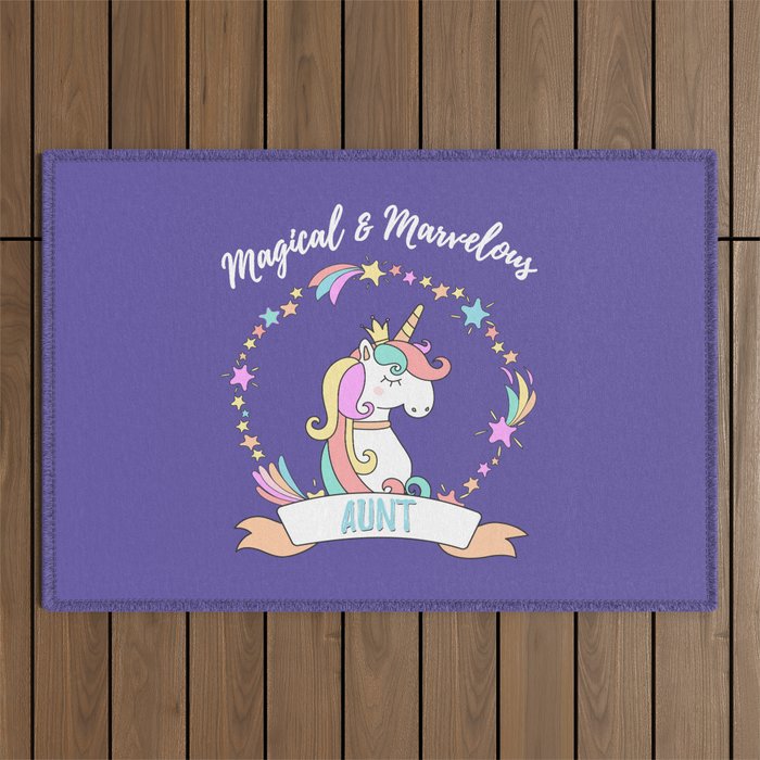 Magical Marvelous Unicorn Aunt Outdoor Rug