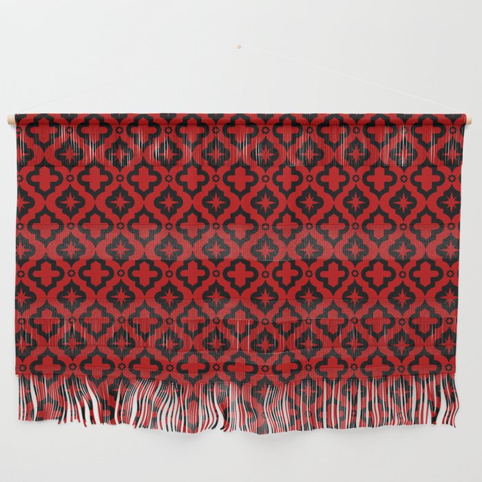 Red and Black Ornamental Arabic Pattern Wall Hanging