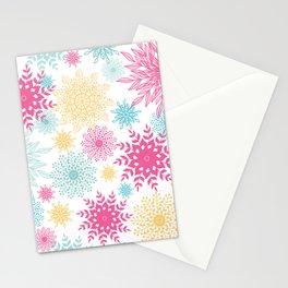 Colorful Abstract Flowers Pattern Stationery Cards
