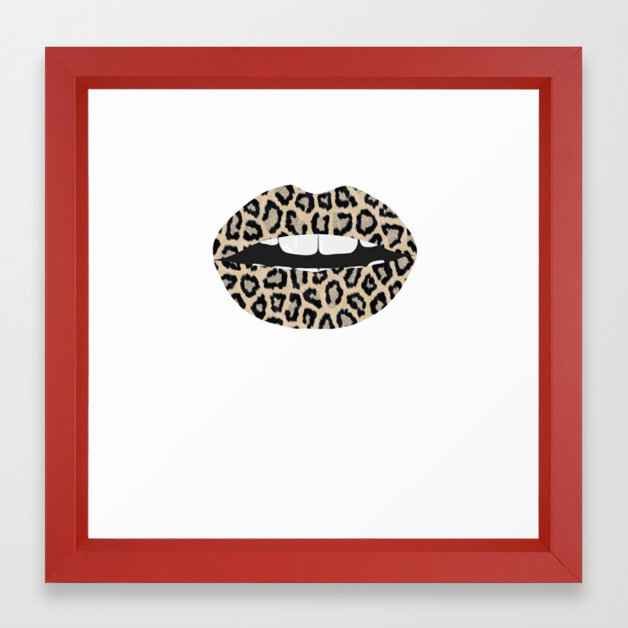 Cheetah Pattern Lips Leopard Fur Mouth Animal Print Framed Art Print