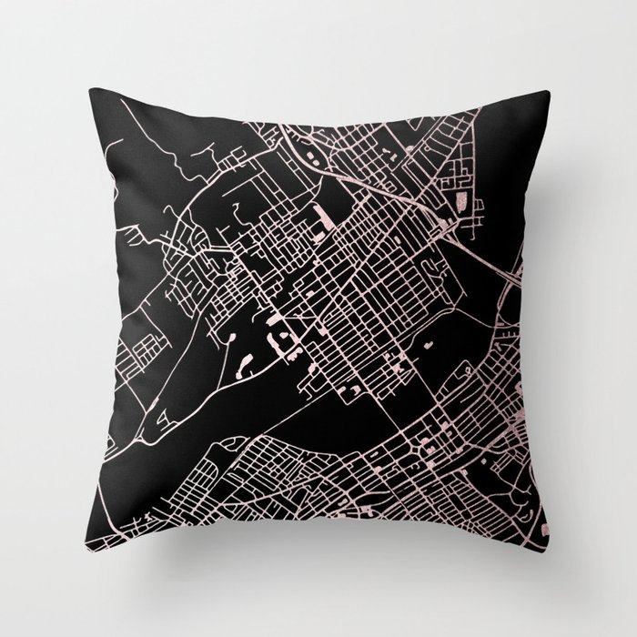 Wilkes-Barre Rose Gold and White Map Throw Pillow