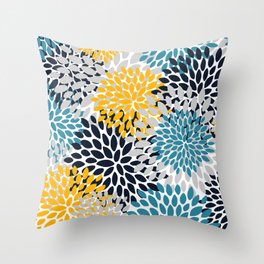 Modern Teal, Yellow and Blue Throw Pillow