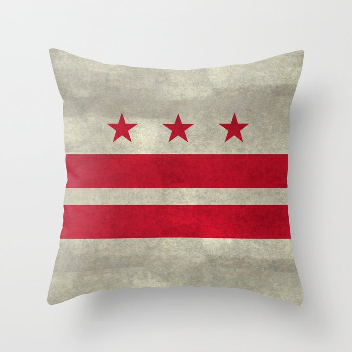 Washington D.C flag with worn stone marbled patina Throw Pillow