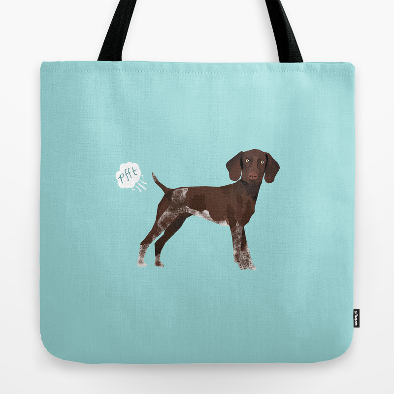 German Shorthair Pointer Funny Farting Dog Breed Gifts Tote Bag By