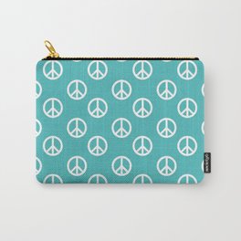 Peace (White & Teal Pattern) Carry-All Pouch