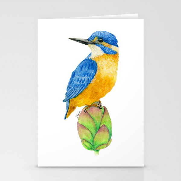 Kingfisher on lotus flower Stationery Cards