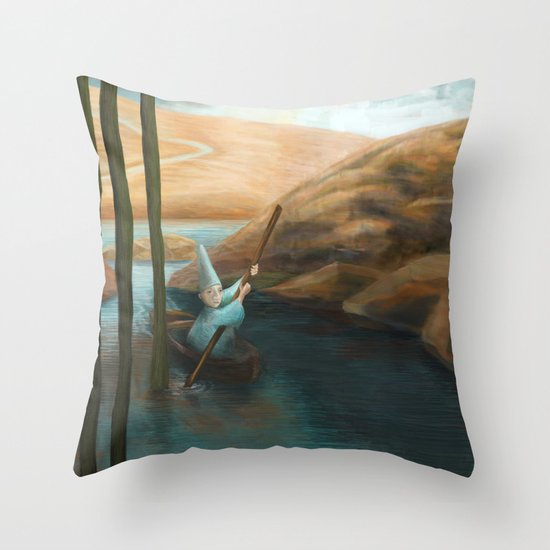 In his Boat Throw Pillow