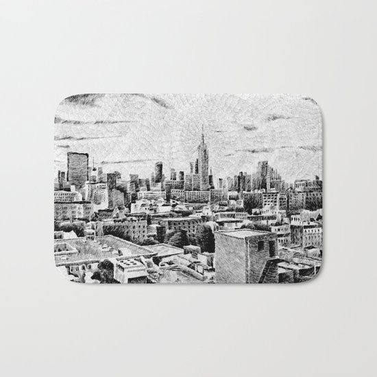 New York City - Fingerprint - Black ink Bath Mat