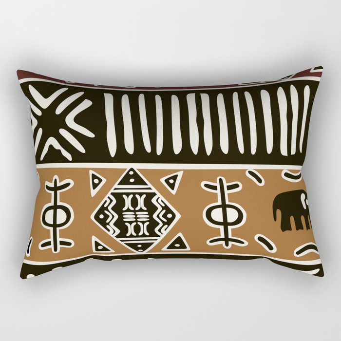 African mud cloth with elephants Rectangular Pillow