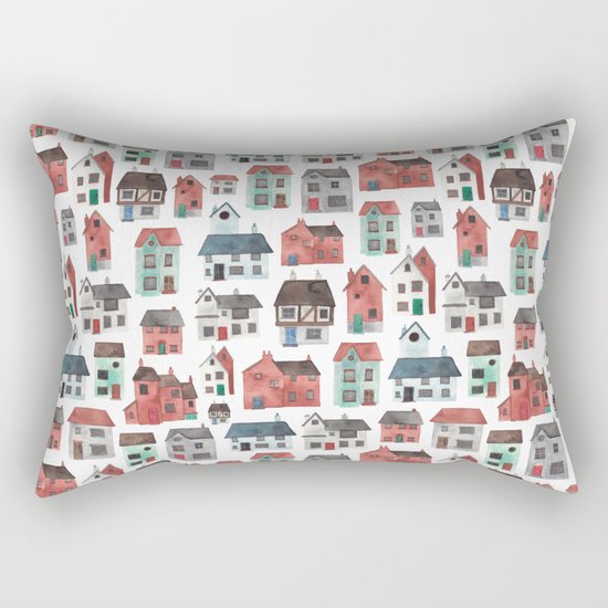 Watercolour Houses Rectangular Pillow