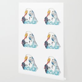  Budgie bird brushing teeth bath watercolor Wallpaper