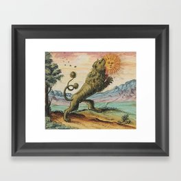 The Lion Eating The Sun Antique Alchemy Illustration Framed Art Print