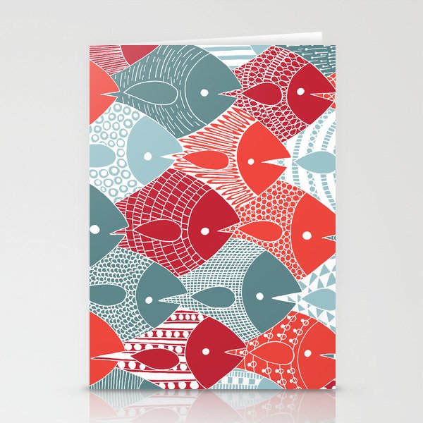 Fish Overlap Pattern Stationery Cards