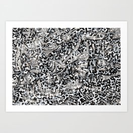Black, white and silver abstract pattern. Art Print