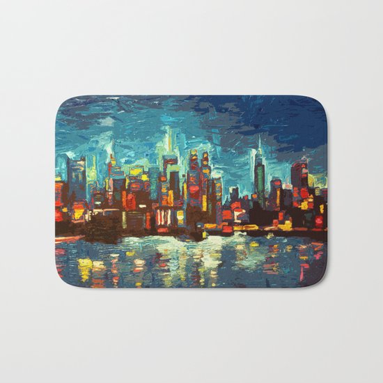 Abstract NYC Skyline Bath Mat