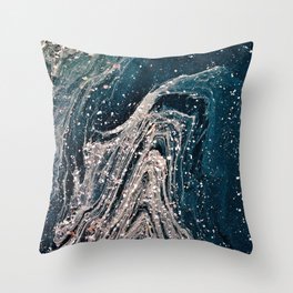 Blue and White Marble Textured Throw Pillow