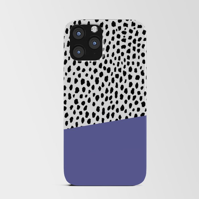 Dalmatian Spots with Periwinkle Stripe (Pantone Very Peri) iPhone Card Case