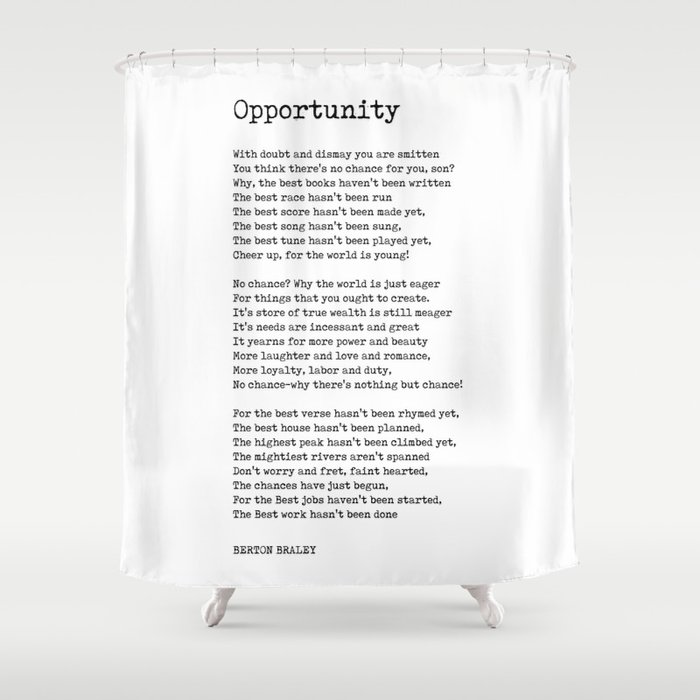 Opportunity - Berton Braley Poem - Literature - Typewriter Print  Shower Curtain