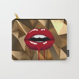 Red Dripping Lips on Gold  Carry-All Pouch | Glam, Girls, Beauty, Makeup, Girly, Trendy, Fashion, Modern, Graphicdesign, Drip 