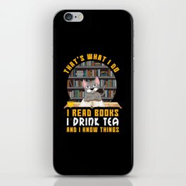 Cat Read Books Drink Tea Book Reading Bookworm iPhone Skin