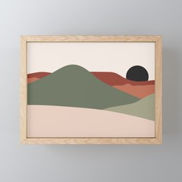Mountains Terracotta 2 - Green Brown Pastel Framed Mini Art Print