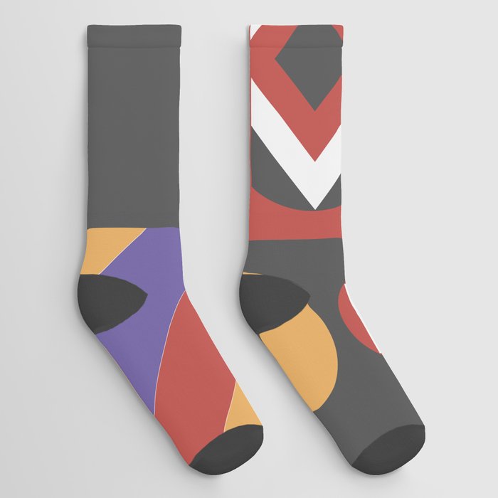 Vintage Vibes Abstract Bauhaus Retro Pattern Socks