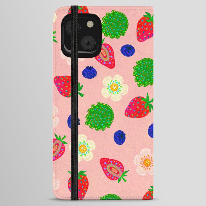 strawberry magic - pink iPhone Wallet Case