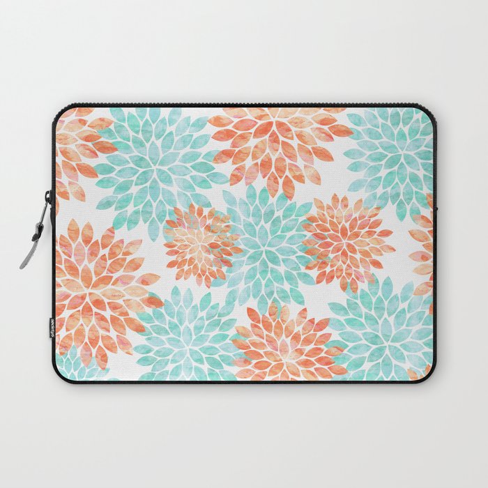 aqua and coral flowers Laptop Sleeve