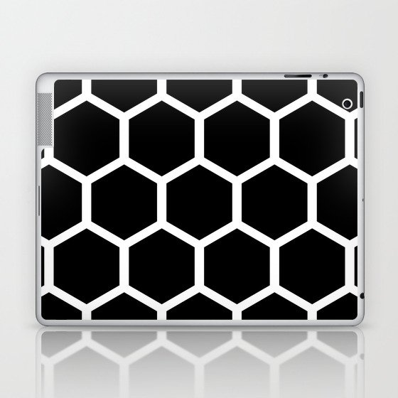 Honeycomb pattern - Black and White Laptop & iPad Skin