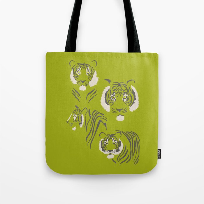 Tigers in Green Tote Bag
