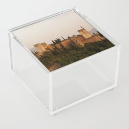 Spain Photography - Castle Standing In The Pretty Sunset Acrylic Box