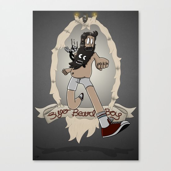Super Beard Boy - Framed Justice! Canvas Print