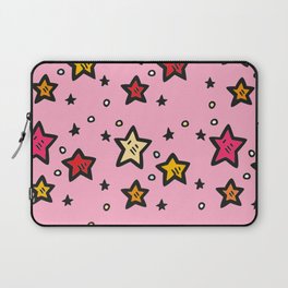 Colorful Stars on Pink Background  Laptop Sleeve