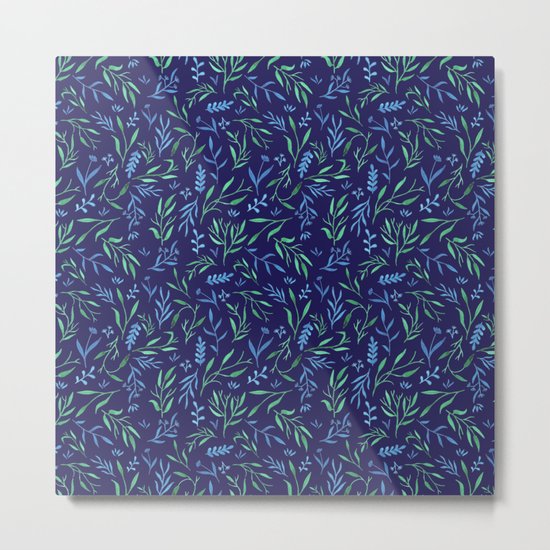 Leaf pattern - dark Metal Print